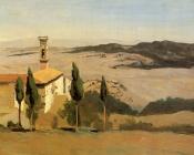 Volterra - Church and Bell Tower - 让·巴蒂斯特·卡米耶·柯罗